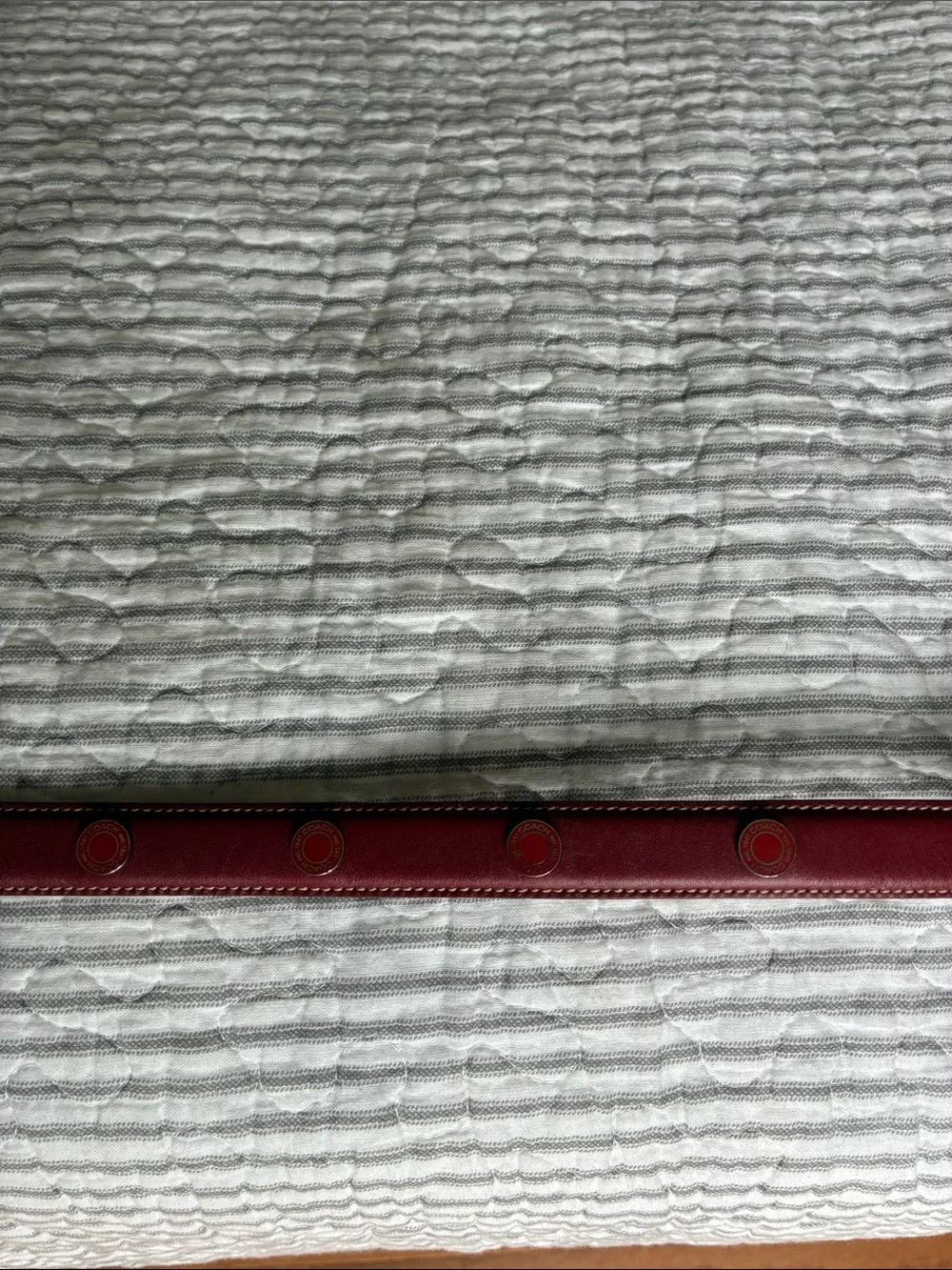 Coach Rare Vintage Sz. MED, Red Leather Grommet Dog Collar, Square Charm w Box